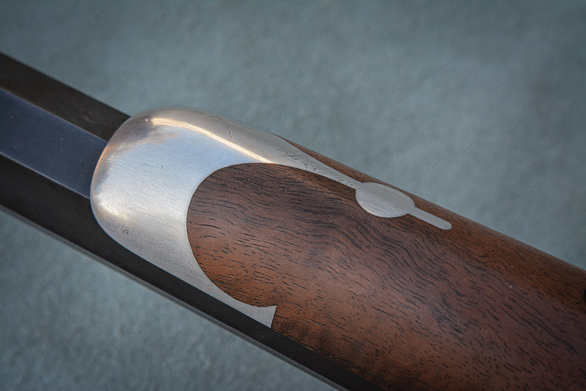 The forearm is beautifully fit with a German silver Nose Cap that offers virtually perfect inletting.